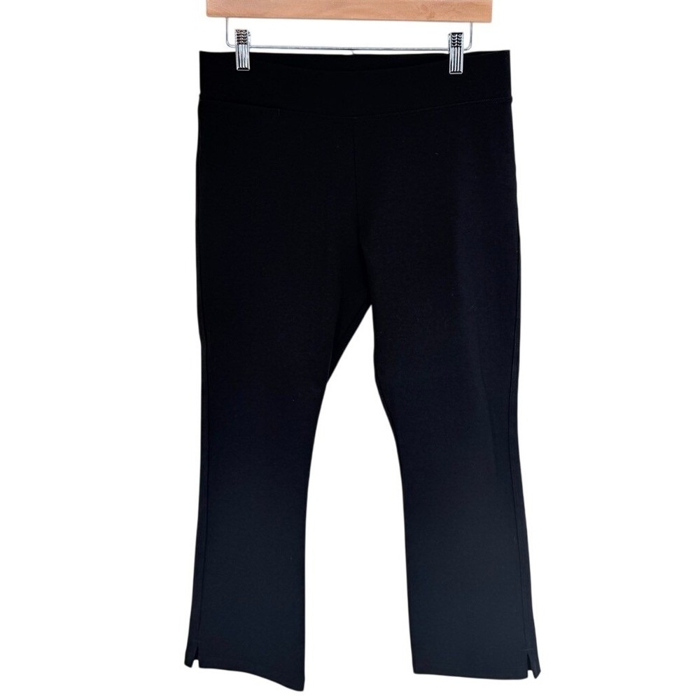 American Giant Womens Size 10 Ponte Kick Flare Pant Black Knit Slit Hem Minimal - Picture 7 of 13
